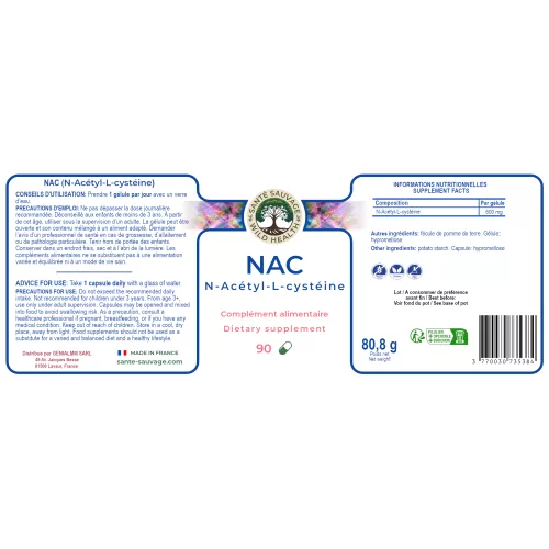 N-Acetyl-L-Cysteine (NAC) 600 mg - Santé Sauvage * Wild Health